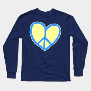 Blue Yellow Ukrainian Heart Peace, Peace Love, Peace Sign, No War Long Sleeve T-Shirt